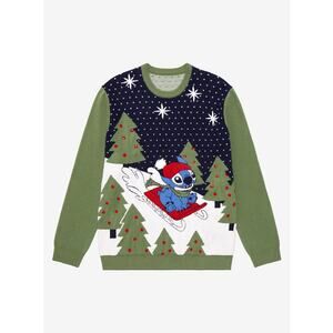NWT BoxLunch Disney Lilo & Stitch Sledding Stitch Holiday Sweater in Small